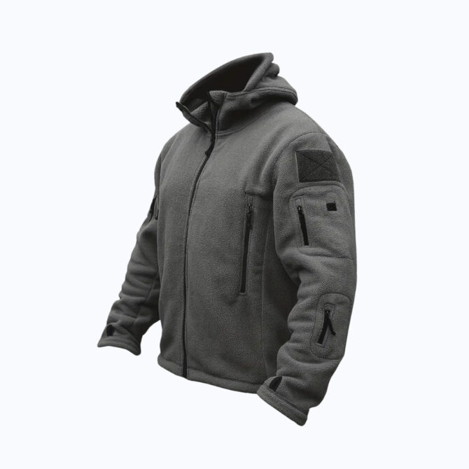 Men's Cozy Fleece-Lined Hooded Jacket – Windproof Autumn & Winter Coat with Multiple Pockets