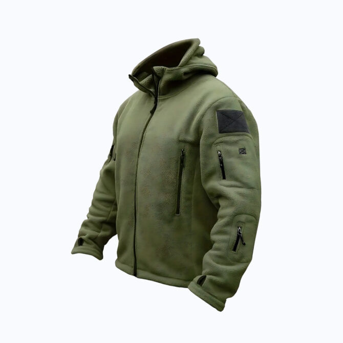 Men's Cozy Fleece-Lined Hooded Jacket – Windproof Autumn & Winter Coat with Multiple Pockets