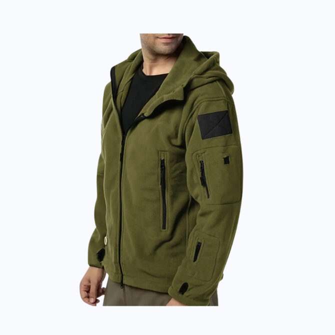 Men's Cozy Fleece-Lined Hooded Jacket – Windproof Autumn & Winter Coat with Multiple Pockets