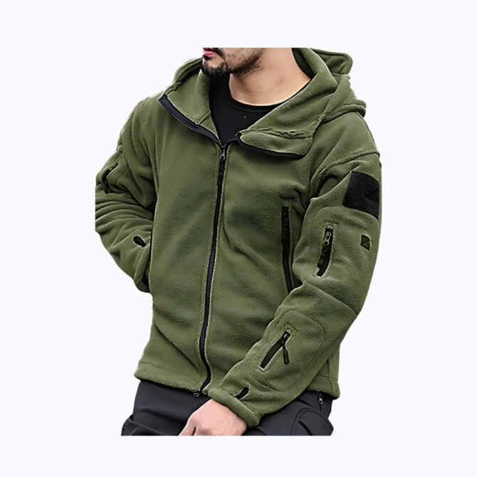 Men's Cozy Fleece-Lined Hooded Jacket – Windproof Autumn & Winter Coat with Multiple Pockets