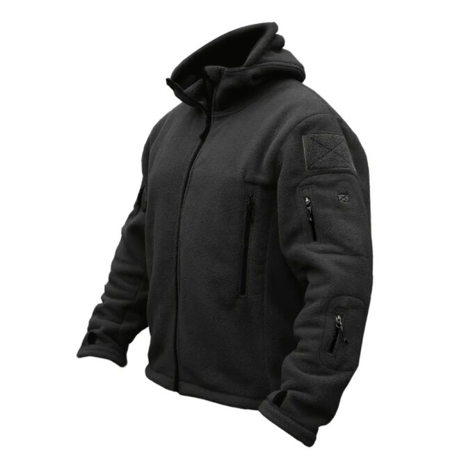 Men's Cozy Fleece-Lined Hooded Jacket – Windproof Autumn & Winter Coat with Multiple Pockets